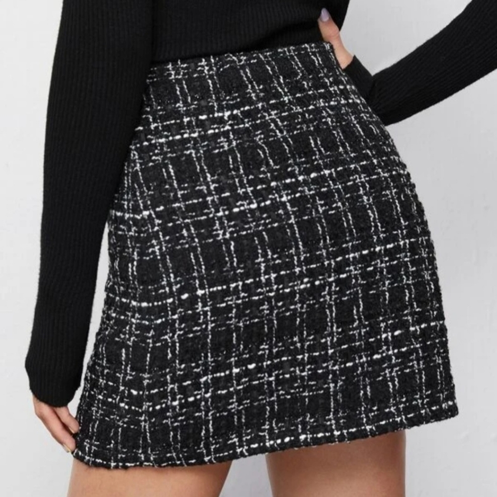Black Tweed Mini Skirt